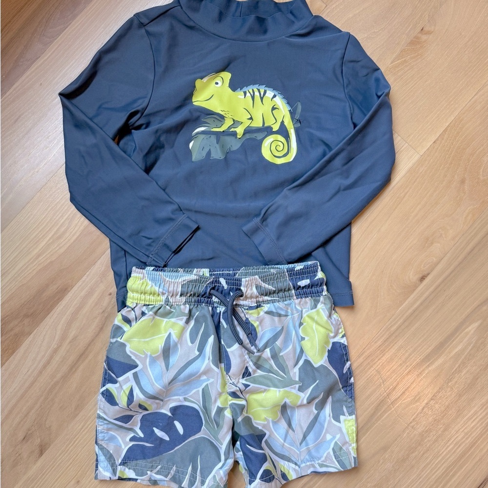 Carter's Navy and Green Chameleon Rashguard Set